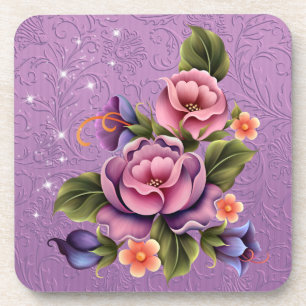 Fleurs Dessous de verre en plastique avec dos en l