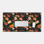 Fleurs d'été colorées motif sur noir (Clavier et souris)