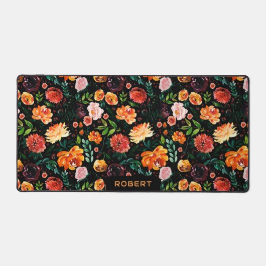 Fleurs d'été colorées motif sur noir (Recto)