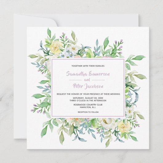 Fleurs d'été Faire-part de mariage florale (Devant)