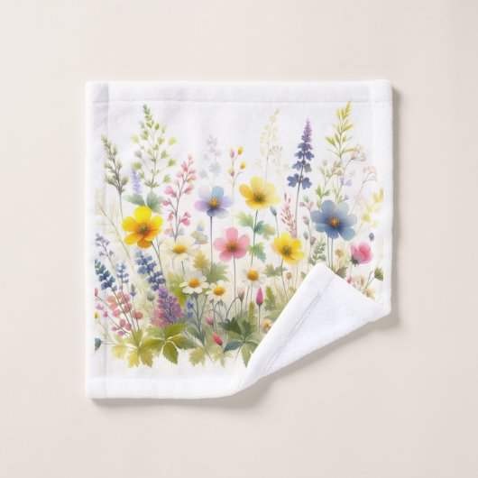 Fleurs d'été Fleurs sauvages sur fond blanc (Gant de toilette)