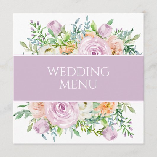 Fleurs d'été Floral Mariage Réception Menu (Devant)