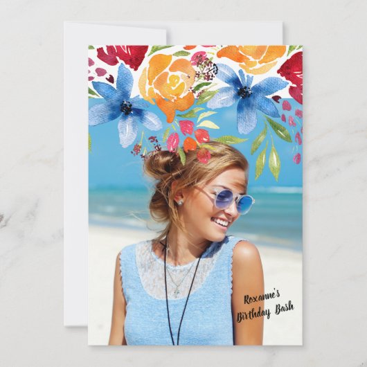 Fleurs d'été Invitation photo (Devant)