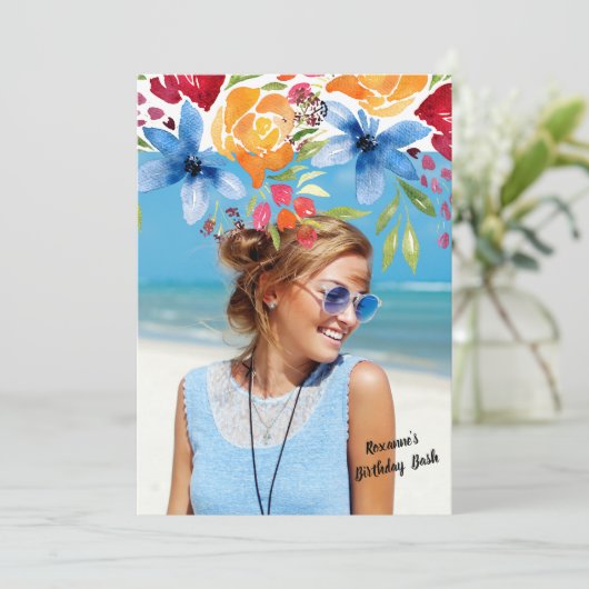 Fleurs d'été Invitation photo (Debout devant)