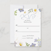 Fleurs d'été Mariage bleu RSVP (Devant)
