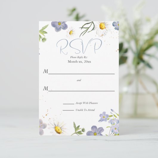 Fleurs d'été Mariage bleu RSVP (Debout devant)