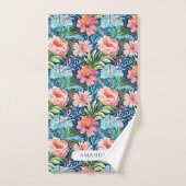Fleurs d'été motif floral tropical Feuilles (Serviette à main)