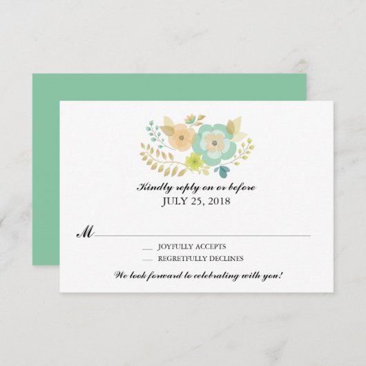 Fleurs d'été simples | Mariage RSVP (Devant / Derrière)