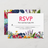 Fleurs d'été vives et colorées Mariage RSVP (Devant / Derrière)