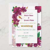 fleurs d'hibiscus bordeaux faire-part de mariage r (Devant)