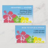 Fleurs d'hibiscus hawaïens carte maman tropicale (Devant / Derrière)