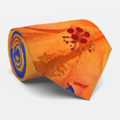 Fleurs d'Hibiscus orange sur cravate bleue (Roulé)