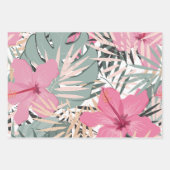 Fleurs d'Hibiscus roses et grands Feuilles tropica (Devant 2)