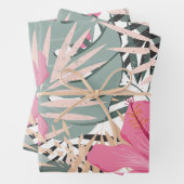 Fleurs d'Hibiscus roses et grands Feuilles tropica (En situation)