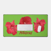 Fleurs d'Hibiscus rouge vert brillant Tropical (Clavier et souris)