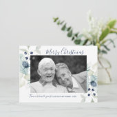 Fleurs d'hiver Bleues Carte photo de vacances (Debout devant)