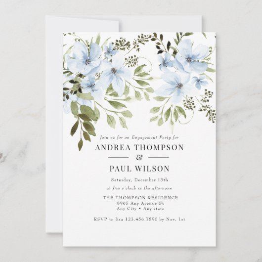 Fleurs d'hiver | Invitations des parties d'engagem (Devant)