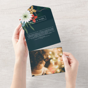 Fleurs d'hiver Joyeux Noël Elégante carte de Noël