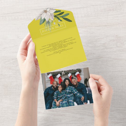 Fleurs d'hiver Joyeux Noël Elégante carte de Noël (Déchirure)