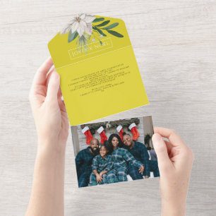 Fleurs d'hiver Joyeux Noël Elégante carte de Noël