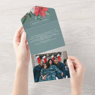 Fleurs d'hiver Joyeux Noël Élégante carte de Noël