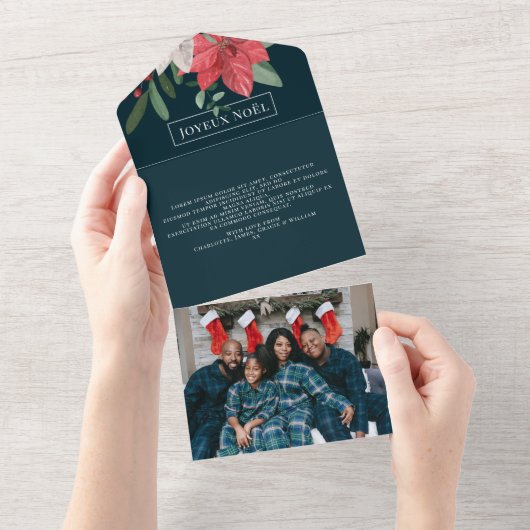 Fleurs d'hiver Joyeux Noël Elégante carte de Noël (Déchirure)