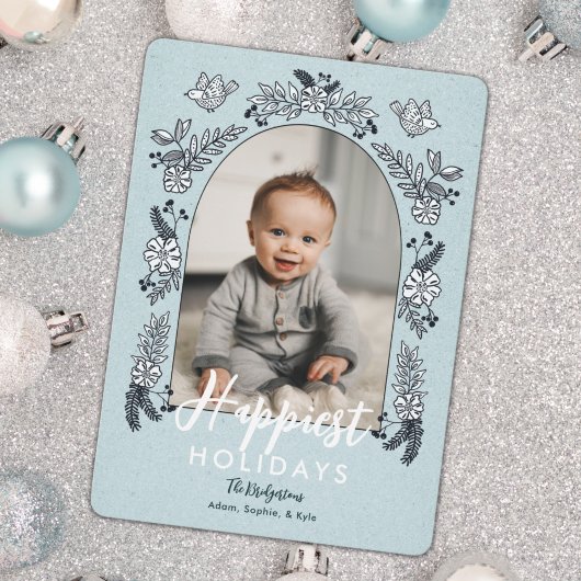 Fleurs d'hiver Photo Arch Cute Carte de vacances