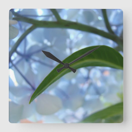 Fleurs d'Hortensia Bleu Horloges Murales Designer (Recto)