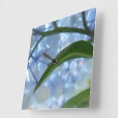 Fleurs d'Hortensia Bleu Horloges Murales Designer (Angle)