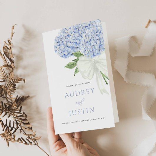 Fleurs d'hortensia bleu Programme en papier épais