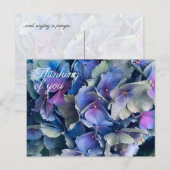 Fleurs d'hydrangea bleues Carte postale "Pensée po (Devant / Derrière)