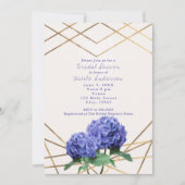 Fleurs d'Hydrangea et lignes d'or Invitations élég (Devant)