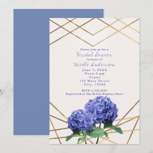 Fleurs d'Hydrangea & Lignes Dorées Invitations Élé