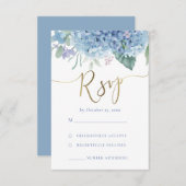 fleurs d'hydrangée bleue mariage RSVP (Devant / Derrière)