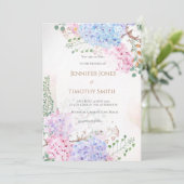 fleurs d'hydrangées faire-part de mariage (Debout devant)