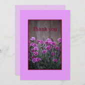 Fleurs Dianthus Roses Rustiques Carte de remerciem (Devant / Derrière)