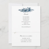 fleurs d'indigo faire-part de mariage avec rsvp at (Dos)