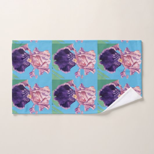 Fleurs d'Iris mauves Couleur d'eau Ensemble de ser (Serviette à main)