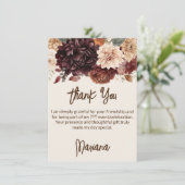 Fleurs d'ivoire beige Brown Carte de remerciements (Debout devant)