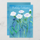 Fleurs d'oeillets blanches Invitation de fête d'an (Devant / Derrière)