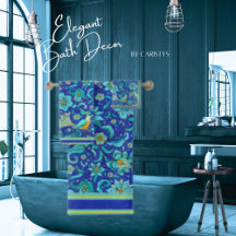 Fleurs d'oiseaux bleu royal, jaune, aqua