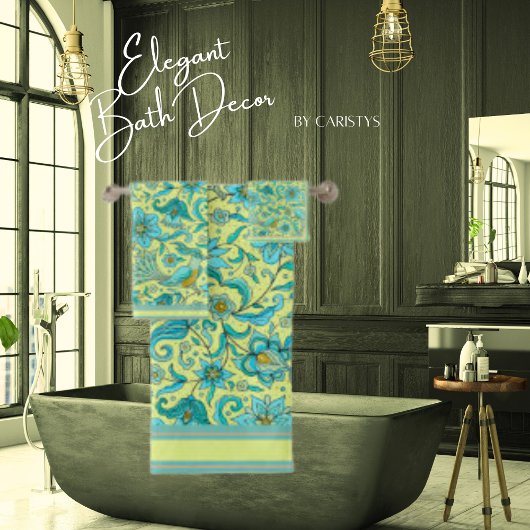 Fleurs d'oiseaux Bleus, Jaune, Beige