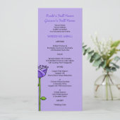 Fleurs Doodle amusantes Menu de mariage violet ora (Debout devant)