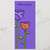 Fleurs Doodle amusantes Menu de mariage violet ora (Dos)