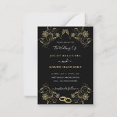 Fleurs d'or Aimer Faire-part de mariage Noir Or (Devant)
