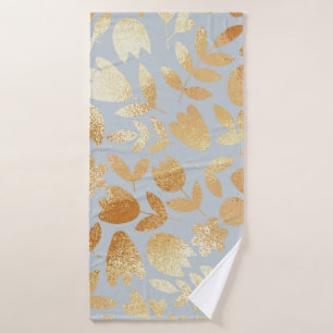 Fleurs d'or, arrière - plan bleu, imitation feuill