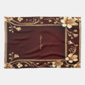 Fleurs d'or bordeaux Serviettes de cuisine (Horizontal)