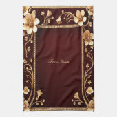 Fleurs d'or bordeaux Serviettes de cuisine (Vertical)