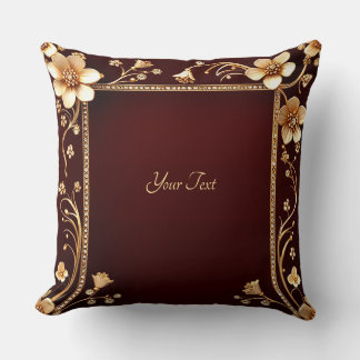 Fleurs d'or Bourgogne Lance Oreiller