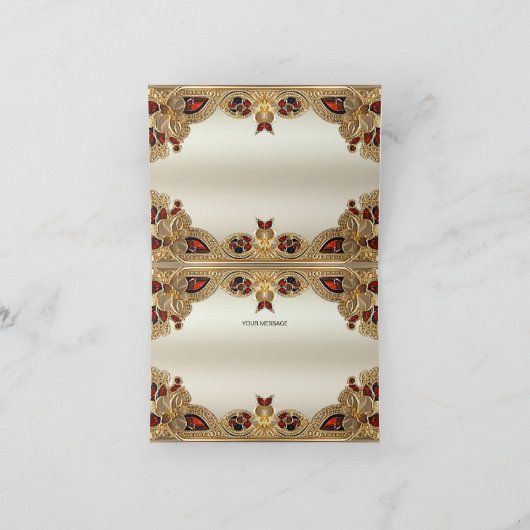 Fleurs d'or Carte de remerciements en pierre rouge (Intérieur)